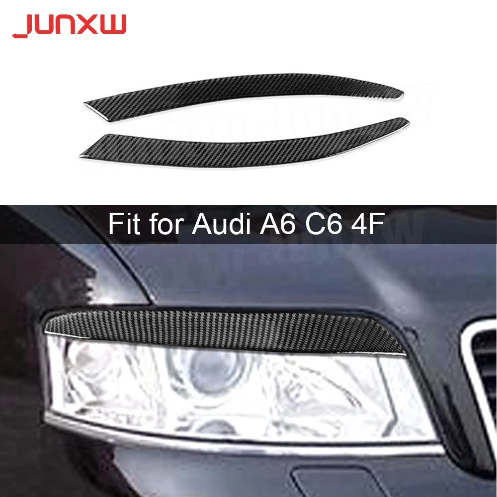 

for Audi A6 C6 4F 2004-2009 Carbon Fiber Car Front Bumper Foglamp Eyelid Eyebrow Trims Car Styling