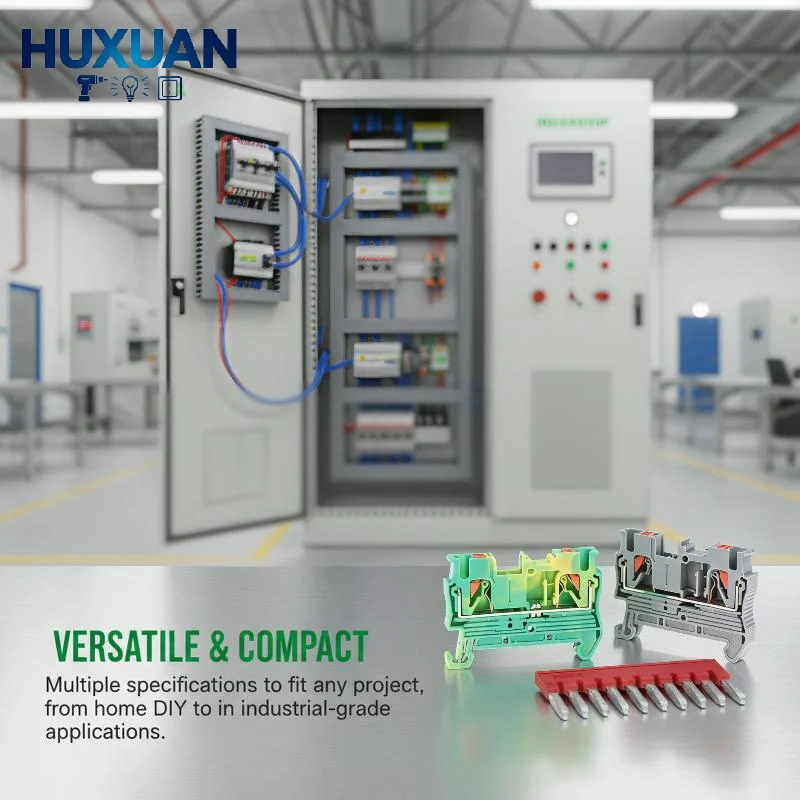 PT2.5 DIN Rail Spring Terminal Block Set 5/10PCS PE End Cover Included Anti-Corrosion for Power Distribution Equipment Maintena