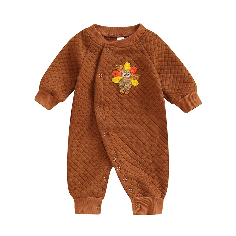 Newborn Baby Boy Girl Halloween Outfit Pumpkin Turkey Long Sleeve Romper Jumpsuit Baby Thanksgiving Fall Clothes