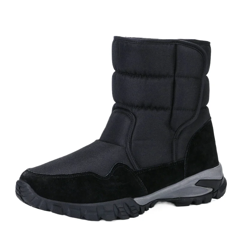 Men Boots 2025New Snow Winter Shoe Big Size 48 Black Colour Thick Warm Fur Insole MD Strong Outsole