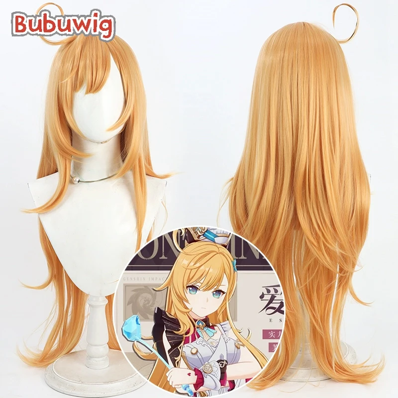 

Bubuwig Synthetic Hair Escoffier Cosplay Wigs Game Genshin Impact Escoffier 80cm Long Wavy Orange Blonde Wig Heat Resistant