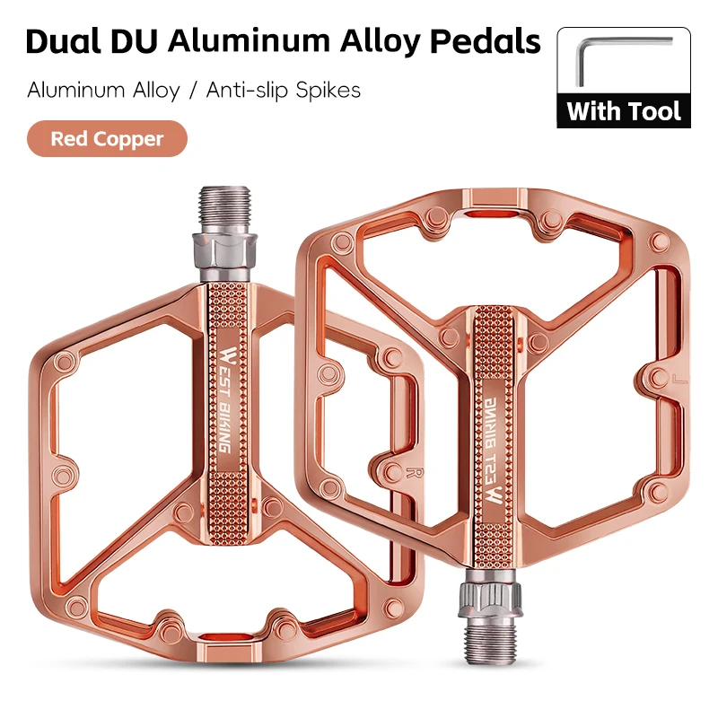 WEST BIKING Dual DU Fietspedalen Aluminiumlegering Verbreedde Antislip Fietspedaal Lichtgewicht Fietspedaal MTB Racefiets Accessoires