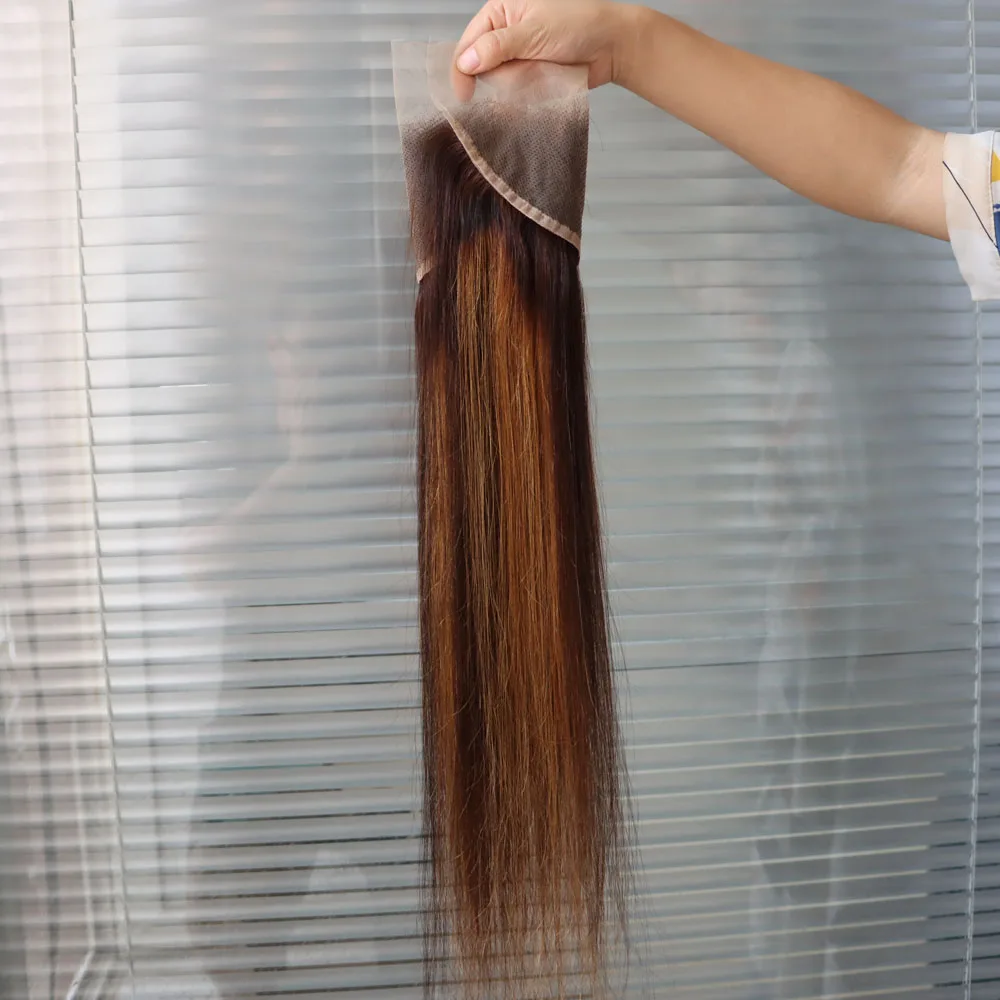 تسليط الضوء على البيانو أومبير بالجملة # 2/30 شعر الإنسان الهندي الشفاف الدانتيل إغلاق أمامي 4x4 5x5 13x4 13x6 انخفاض الشحن