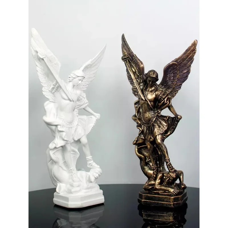 European Archangel Michael St. Michael Sculpture Ornament Home Decoration Resin Crafts Statue Ornament