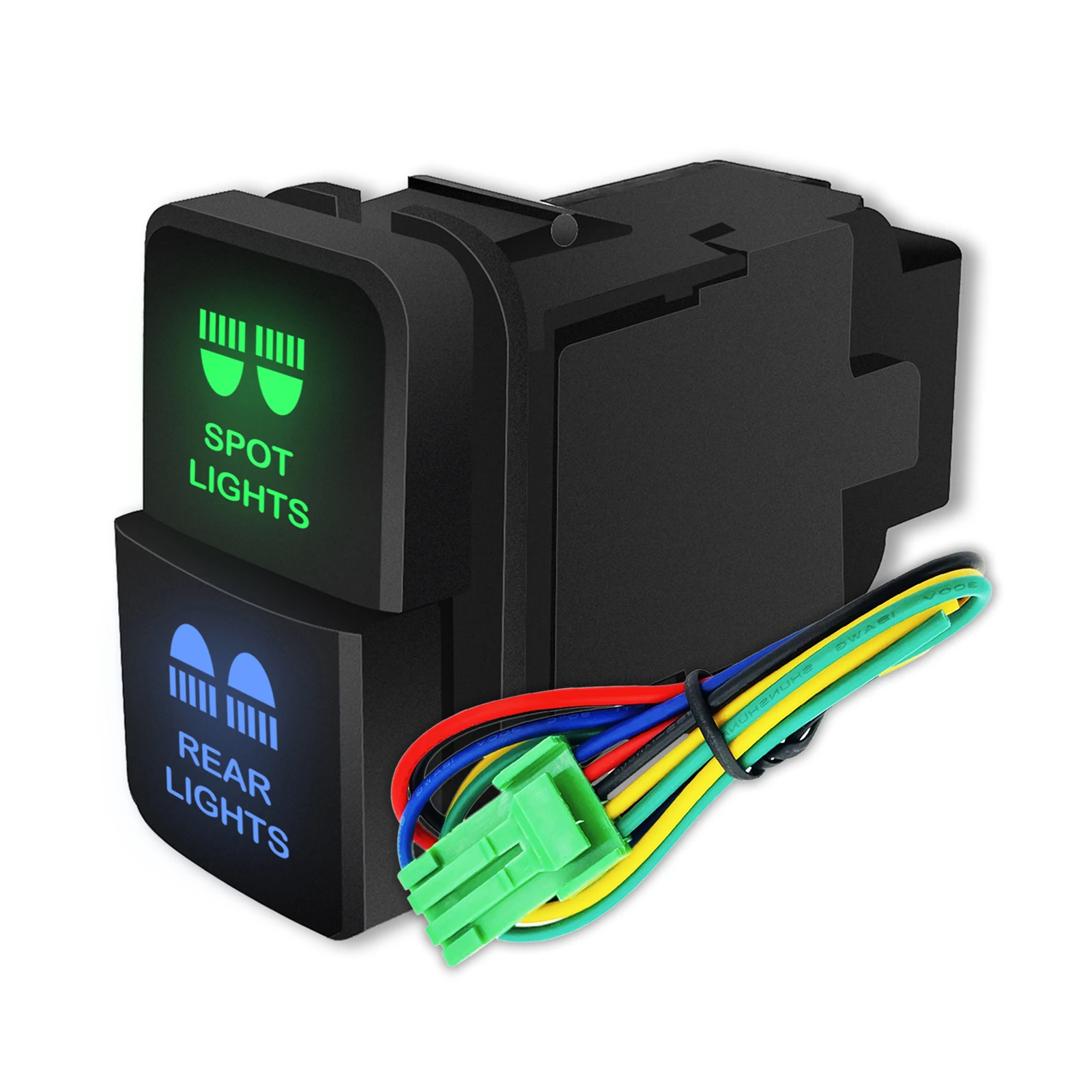 

Dual Push Button Switch Spot Lights Rear Lights 12V Green&Blue Led for Toyota Prado 4Runner Landcruiser FJ Cruiser Tacoma Hilux