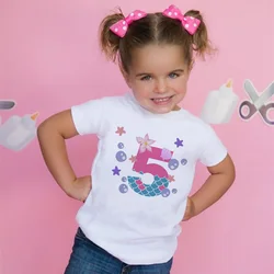 Sea Anima Birthday Shirt 1-9 Birthday T-shirt Wild Tee Girls Party T Shirt  Ocean Theme Clothes Kids Gifts Fashion Tops Tshirt
