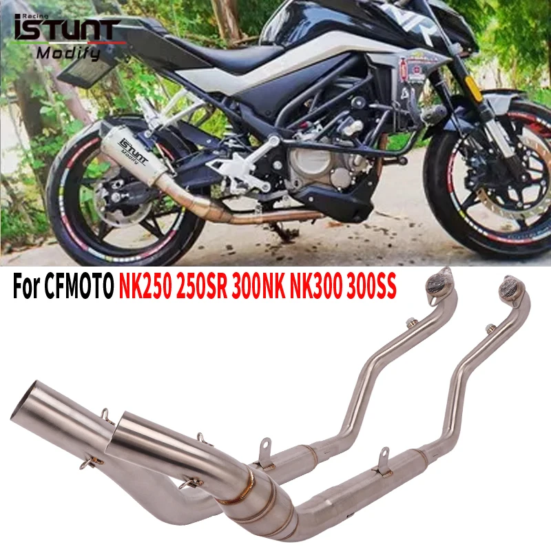 Slip on For CFMoto NK250 250SR 300NK NK300 300SS Motorcycle Exhaust System Escape Moto 50.8mm Front Middle Link Pipe Muffler