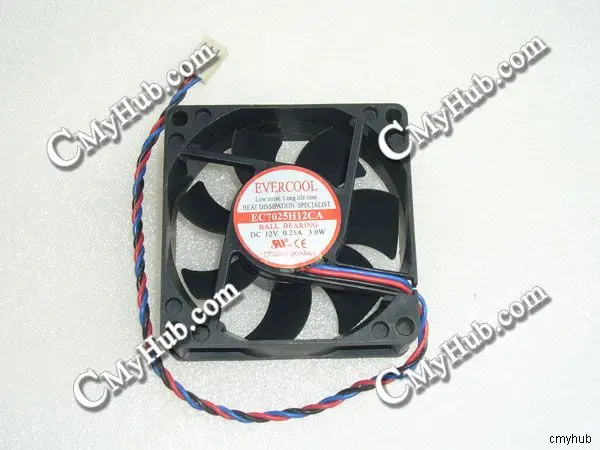 For EVERCOOL EC7025H12CA DC12V 0.25A 3.0W 7025 7CM 70MM 70X70X25MM 3pin Cooling Fan EC7025H12CA