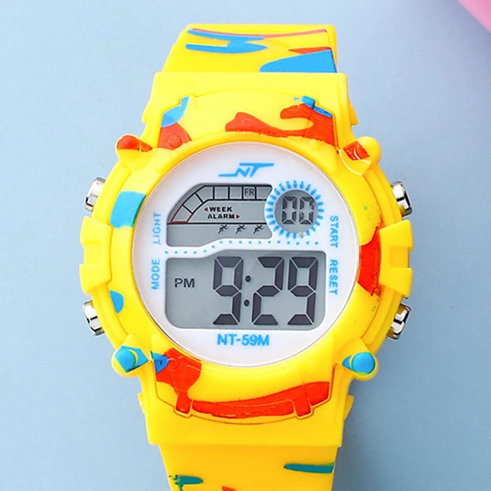 Luminous Camouflage Kids Watches Led Colorful Flash Digital Waterproof Alarm For Boys Girls Anti-seismic Creative Children Clock