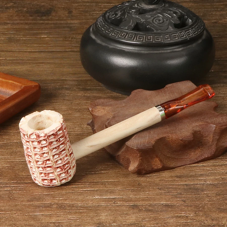 لهب عاشق التبغ التدخين الأنابيب الطبيعية الذرة المتاح مستقيم مقبض الذرة Cob الأنابيب الدخان السجائر اكسسوارات هدية #4