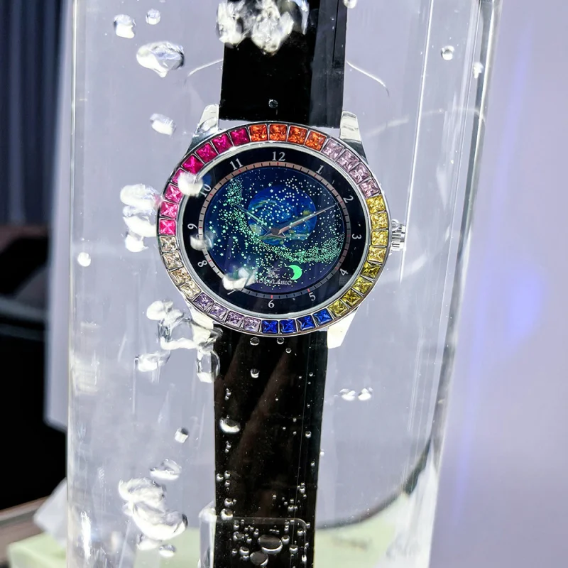 Reloj Mecánico semiautomático para hombre, cronógrafo con cristales coloridos de cielo estrellado, resistente al agua, con personalidad luminosa, envío gratis