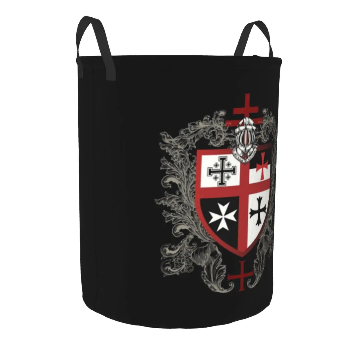 Knights Templar Cross Shield Laundry Hamper Large Storage Basket Medieval Emblem Secret Order Girls Boys Toy Organizer