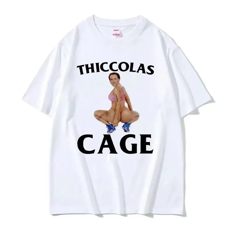 Funny Body Nicki Minaj Thiccolas Cage Meme Graphic T Shirt Men Women Casual Oversized Cotton T Shirts Fashion Humor Tops T-shirt