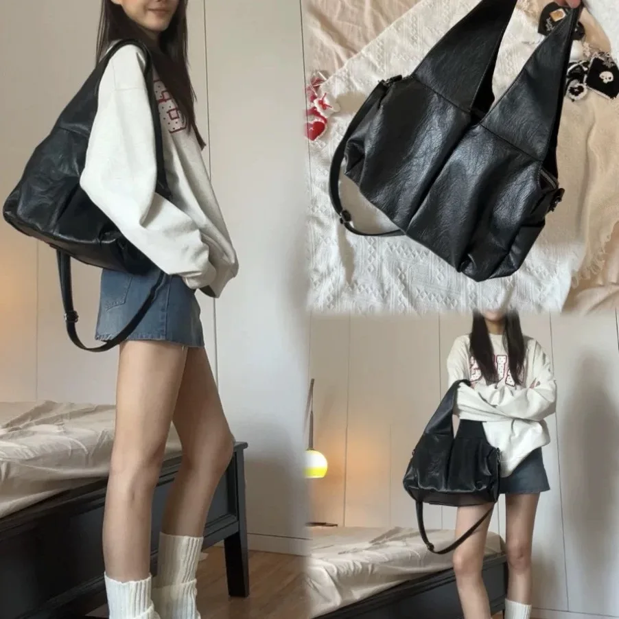 

Retro Large Tote Bag for Women Soft PU Leather Crossbody Handbag Fashion Shoulder Bag Top Handle Work Satchel