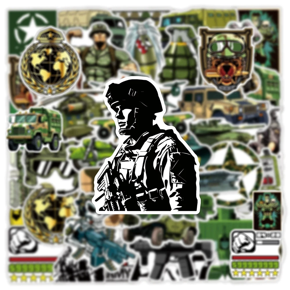 

10/30/50pcs Military Soldier Equipment Cartoon Stickers Aircraft Tank Decals DIY Skateboard Phone Luggage Cool Graffiti Sticker