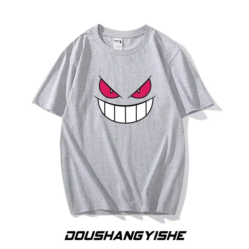 Pokemon Gengar cotton T-shirt Men Women Retro Fashion Short sleeve Tops Base shirt Loose breathable sportswear Lovers Clothes