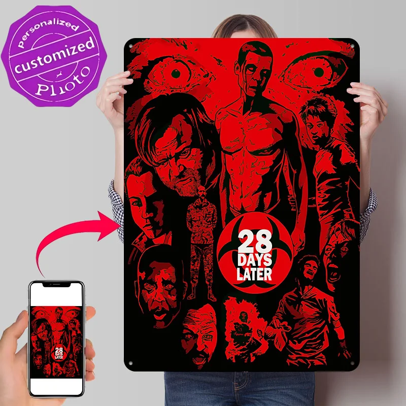 28 Days Later Movie Personalized 3D Textured Metal Poster Wall Art Tinplate Sign for Modern Home Decoration Luxury Vintage Decor