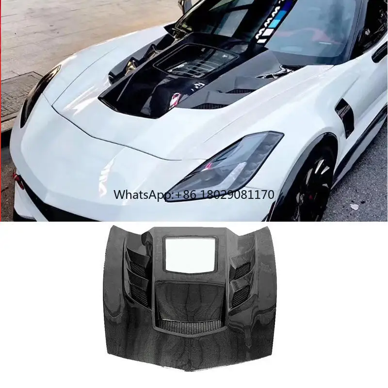 Capó de motor de fibra de carbono transparente para Chevrolet Corvette C7, 2015-2019