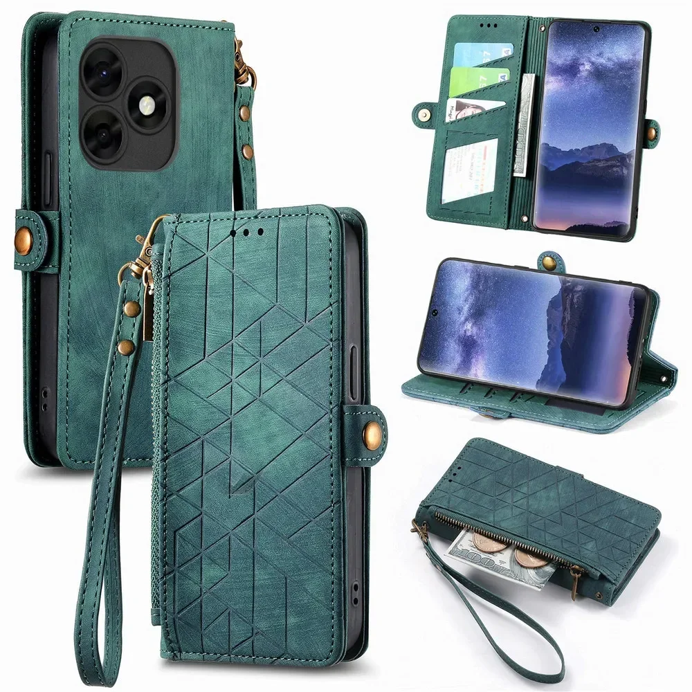 

Realme GT Neo6 SE 5G 2024 Crossbody Leather Wallet Zipper Case For OPPO Realme GT 6T 6 T Luxury Cover Realmi GT Neo 6 6SE Funda