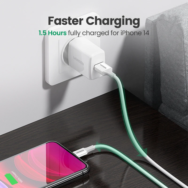 UGREEN MFi kabel USB do błyskawicy dla iPhone 14 13 12 Pro Max 2.4A szybkie ładowanie dla iphone'a dla ipada kabel danych — zdjęcie produktu 2