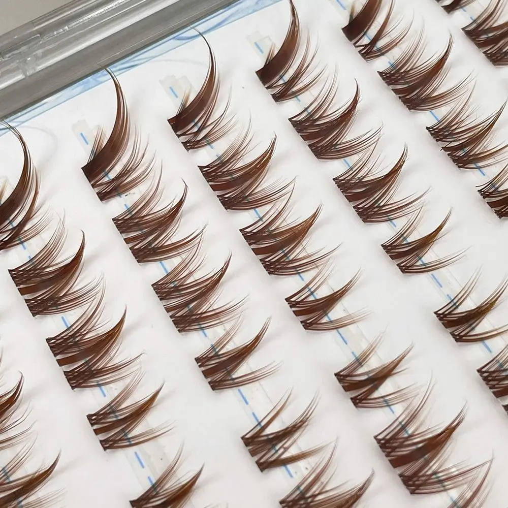 80 pçs sem cola cílios postiços caramelo marrom auto-adesivo mangá cílios raposa & estilo cão diy extensão de cílios para mulher