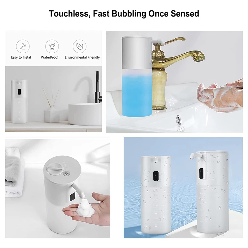 Dispenser di sapone, Dispenser di sapone schiumogeno senza contatto con sensore a infrarossi, Dispenser di sapone in schiuma impermeabile per il bagno