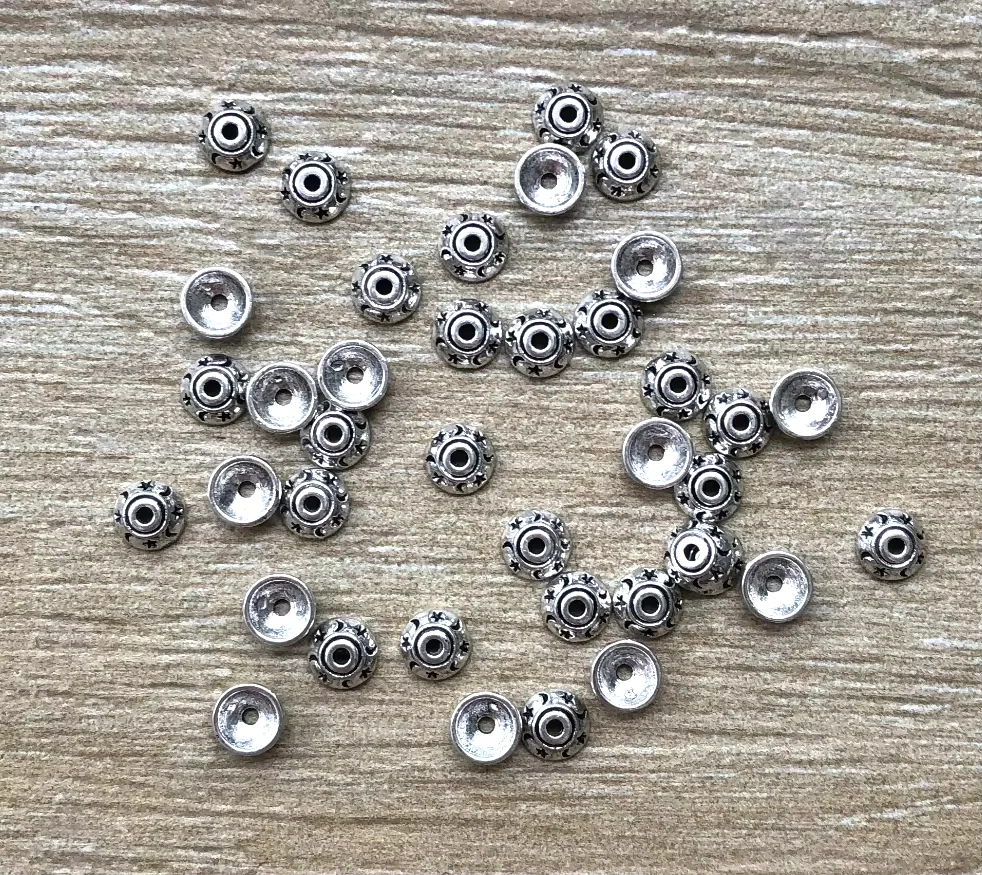 

50pcs 8*8mm , hole 1.6mm Alloy metal lettering bead caps for jewelry handmade HW2630