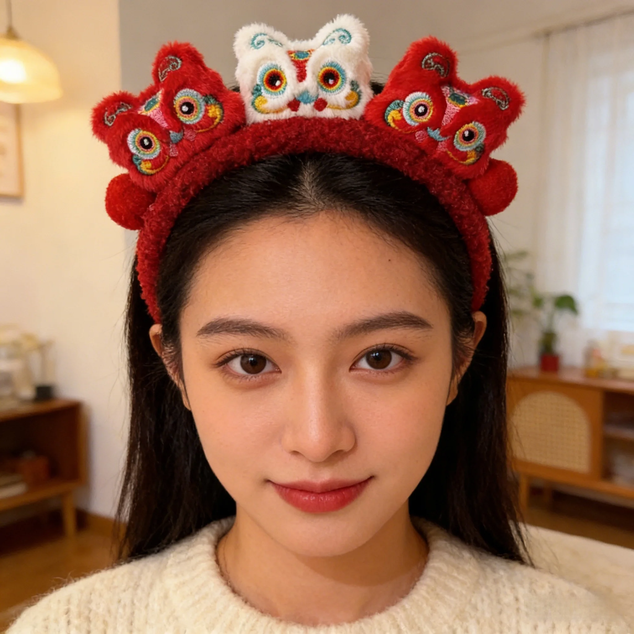 

Cute Plush Cartoon Horse Hair Hoop Red Exquisite Pony Headpiece Lucky Charm Chinese Style New Year Mascot Headband Celebration