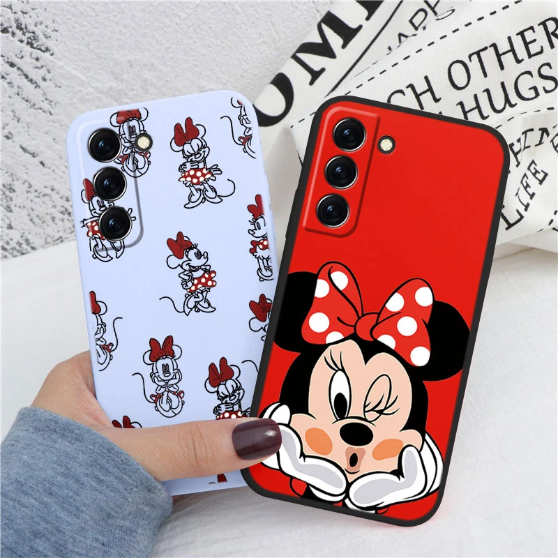 For Samsung S22 S 22 Plus Ultra Phone Case Cute Pink Mickey Minnie Soft TPU Protection Shockproof Cover For Samsung Galaxy S22