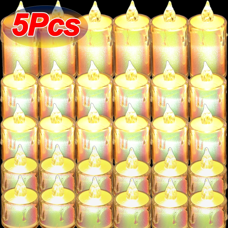 1/5PCS LED Electronic Candle Flameless Transparent Illusory Color Candle Lamp Home Wedding Birthday Party Decor Night Lights