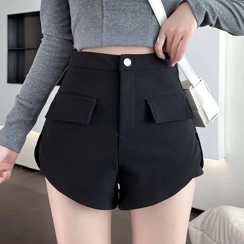 Shorts Women High Waist Office Ladies Streetwear Simple Hot Sale Korean All-match Straight Solid Fashion Summer Temperament Chic