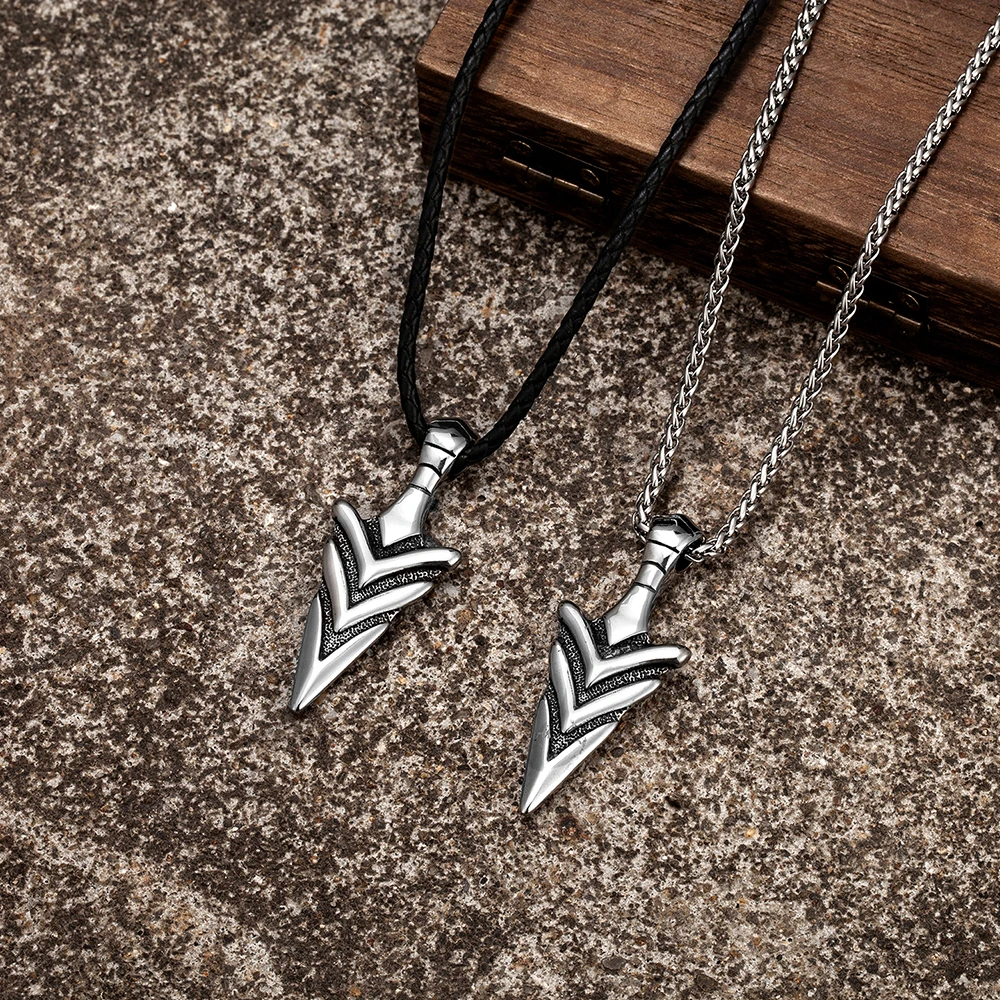 Norse Mythology Odin\'s Spear Gungnir Necklaces Men Retro Stainless Steel Viking Pendant Scandinavian Amulet Self-defense Jewelry