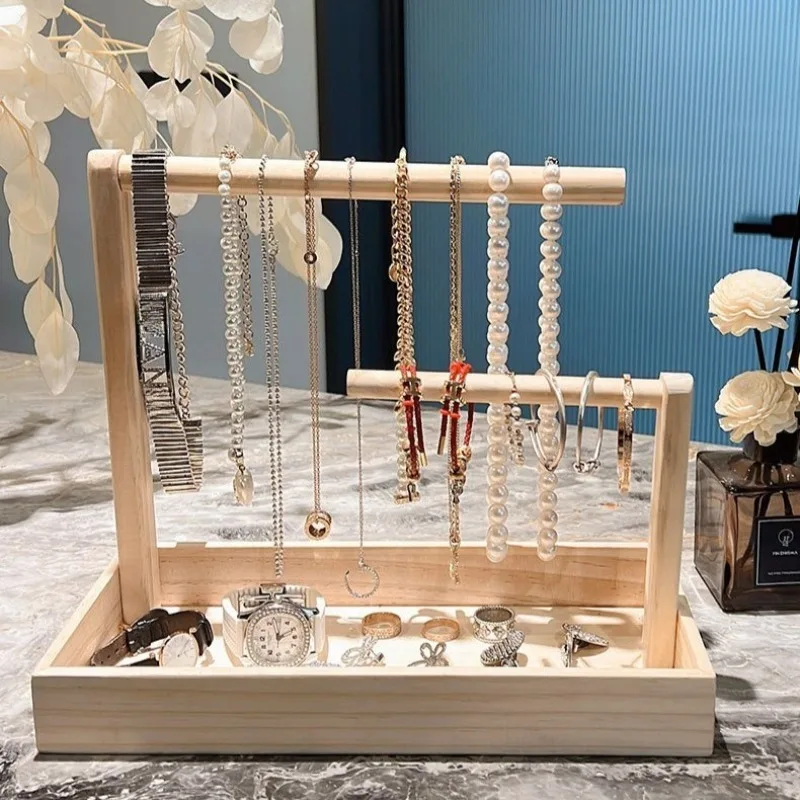

Подставка для хранения браслетов из цельного дерева, большие браслеты, ожерелье, держатель для дисплея, эстетический органайзер для ювелирных изделий, роскошная полка для ювелирных изделий