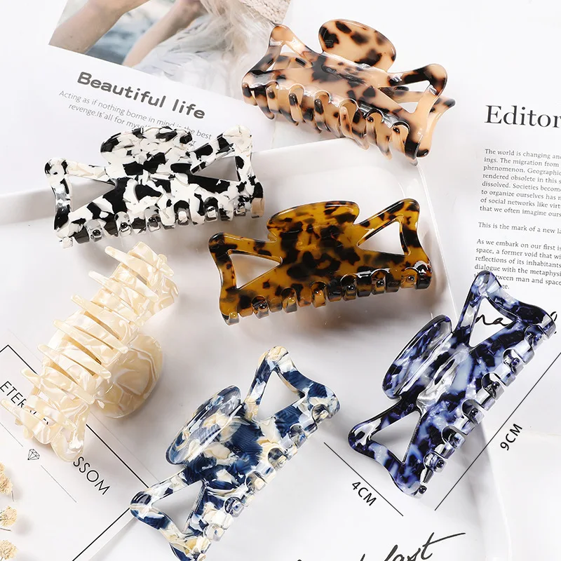 Hollow acetic acid clip textured temperament hair clip advanced color hair clip hair accessories utility shark clip