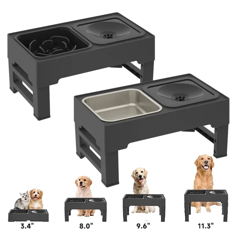 

Pet Water Food Cat Medium Stand Small Accessories For Feeder Dog Bowls Elevated Slow Adjustable Raised Bowl Large Non-spill With