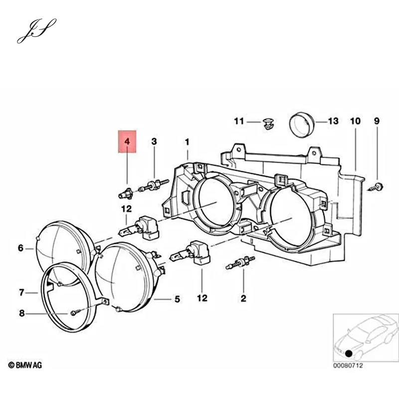 20 قطعة كشافات السيارة العلوي ضبط مقاطع المسمار السحابة 63121378369 لسيارات BMW E46 3 5 6 7 8 سلسلة E30 E34 E24 E32 E31 #6