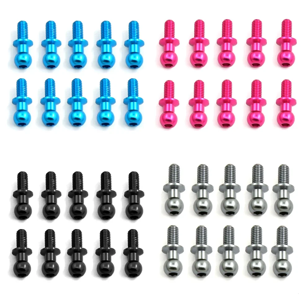 

10Pcs M3 Metal Hex Ball Head Screws for Tamiya TT01 TT02 Sakura D5 1/10 RC Drift Car Spare Parts Universal Accessories