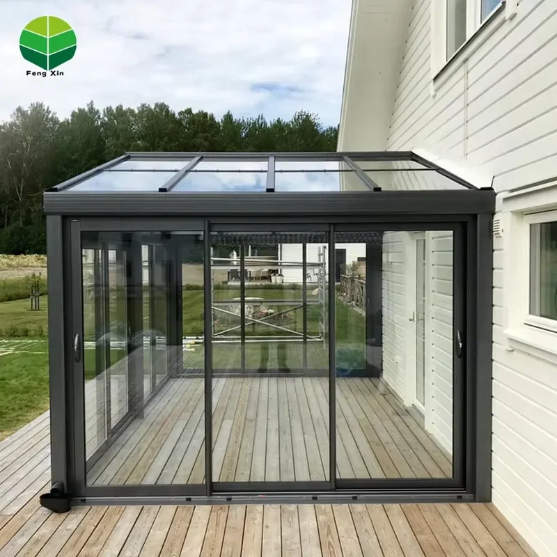 Fengxin Free Standing Sunroom for Outdoor Patio Aluminum Frame Glass House 4 Season Roof Conservatory Sunroom Free Design