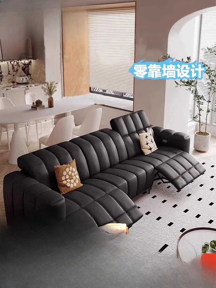 Electric leather sofa living room Italian minimalist first layer cowhide first class function