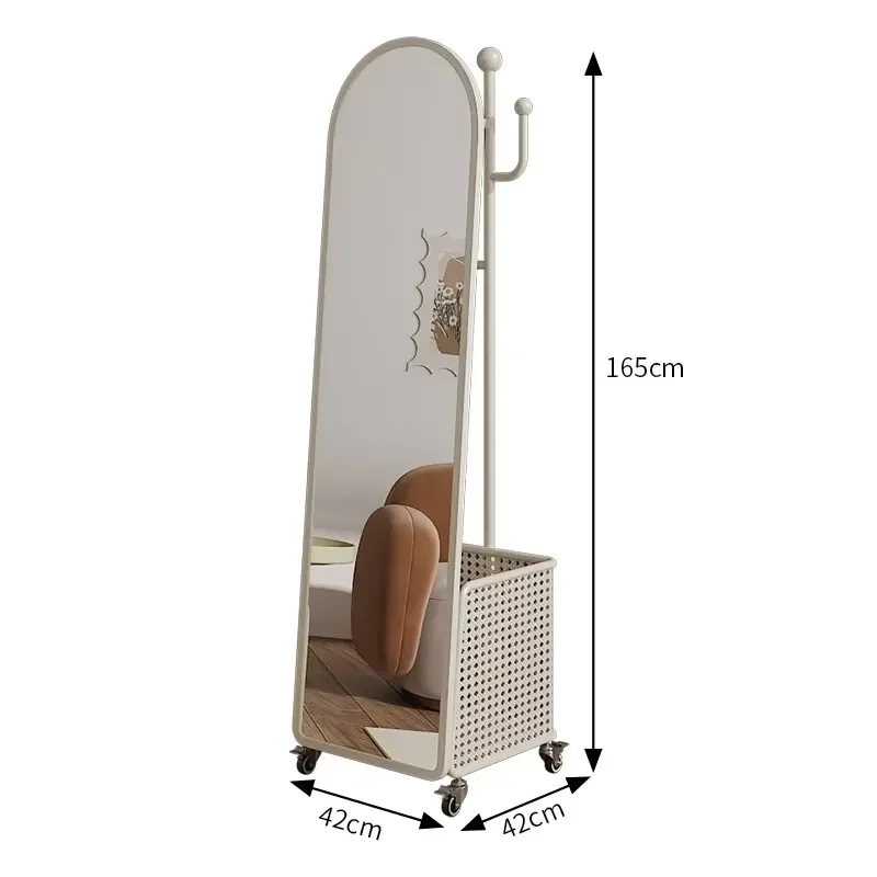 Wardrobe Shelf Double Rod Removable Hat and Cloth Drying Rack Metal Clothes Storage Hanger Bracket with Mirror