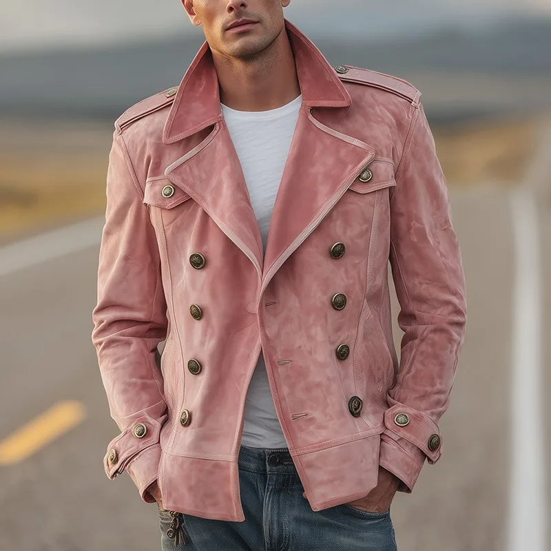 

Зимняя мужская замшевая повседневная однотонная куртка, приталенный модный дизайн, однобортный пиджак, топ, уличная одежда, мужской пиджак