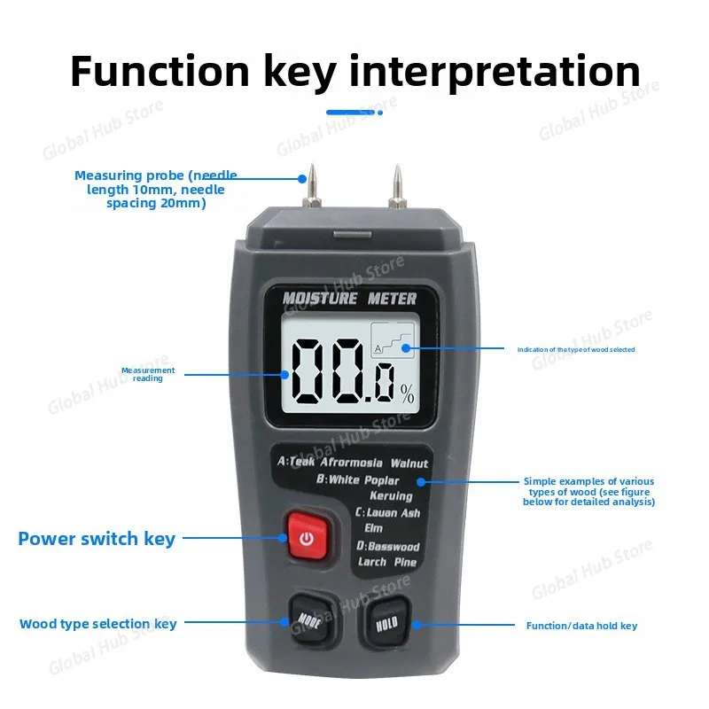 Hygrometer Accurate Large LCD Display Wood Moisture Tester Digital Wall Moisture Detector Wood Wood Moisture Meter