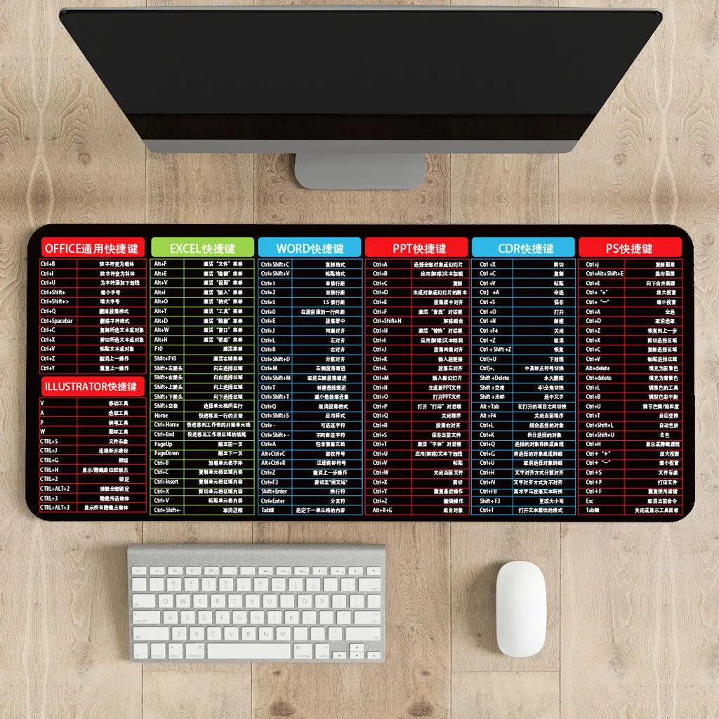 New full shortcut key extra large thick mouse pad anti slip wear resistant rubber desk mat for office study