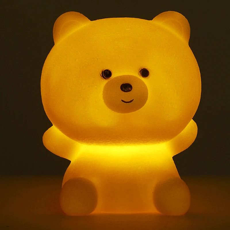 Cute Bear LED Vinyl Tapping Light LED Night Light Decompression Silicone Lamp Touch Control RGB Mood Night Lamp For Children