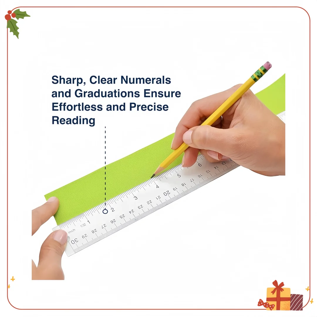 Regla acrílica de 12 pulgadas con marcas de fácil lectura: manualidades y útiles escolares