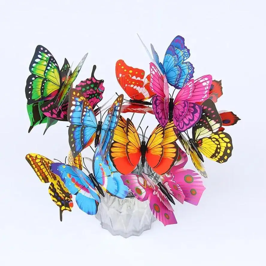 2026 20Pcs/Set Double Layer Butterflies Garden Yard Planter Colorful Butterfly Stakes Decoracion Garden Decor Flower Pots Decor