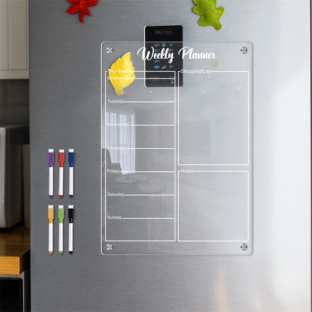 Acrylic Calendar For Fridge Magnetic Weekly Planning Board Clear Memo Note Board With 6 Markers For Office Home School