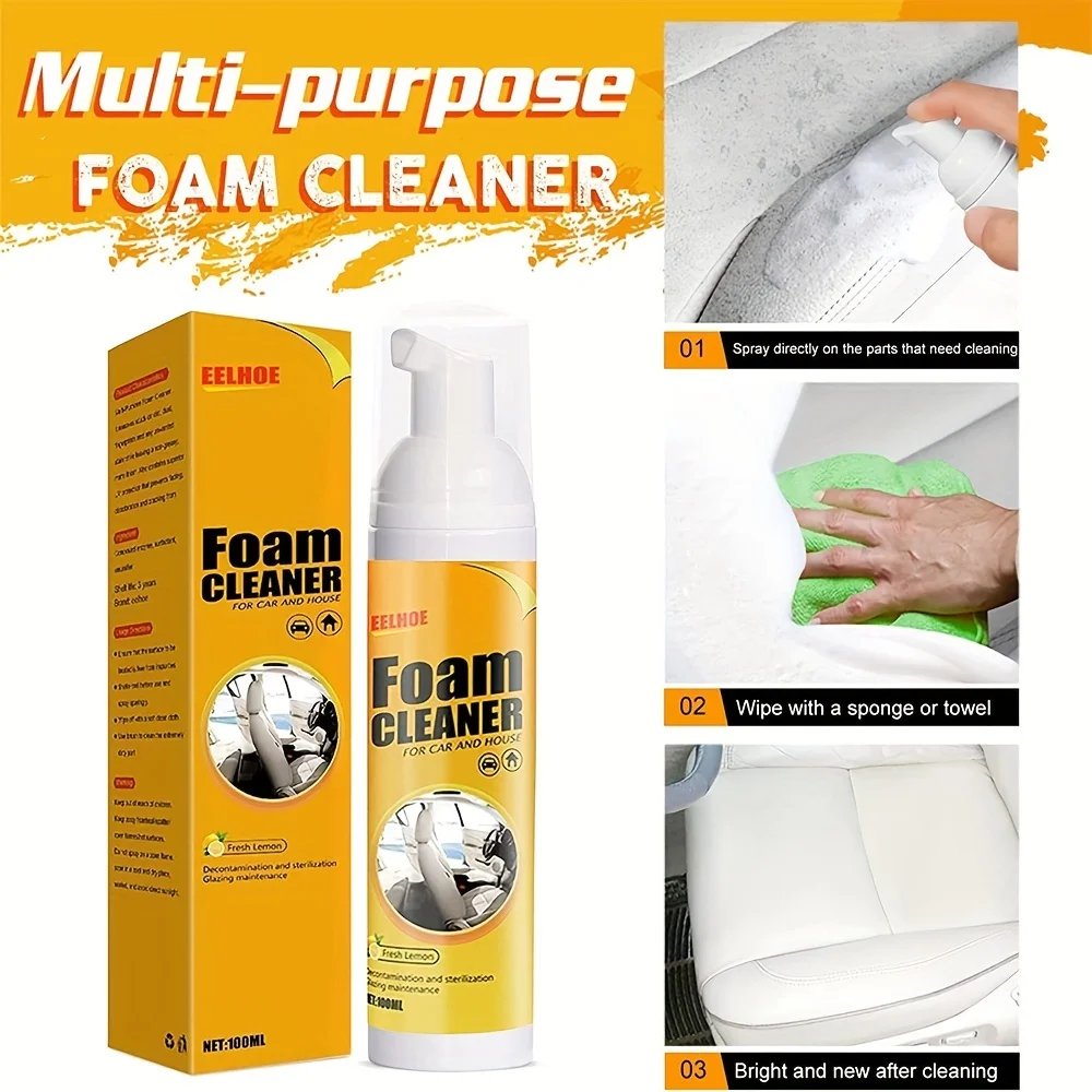 30/60/100ML Spray Foam Cleaner Leather Curing Agent Bubble Cleaning Spray Car Interior Wash Maintenance for Auto Home Use MG