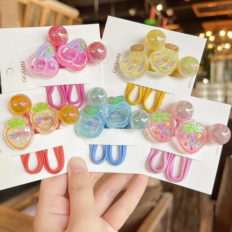 2PCS New Fruit Strawberry Cute Princess Headwear Kids Elastic Hair Bands Children Hair Ropes Girls Hair Accessories