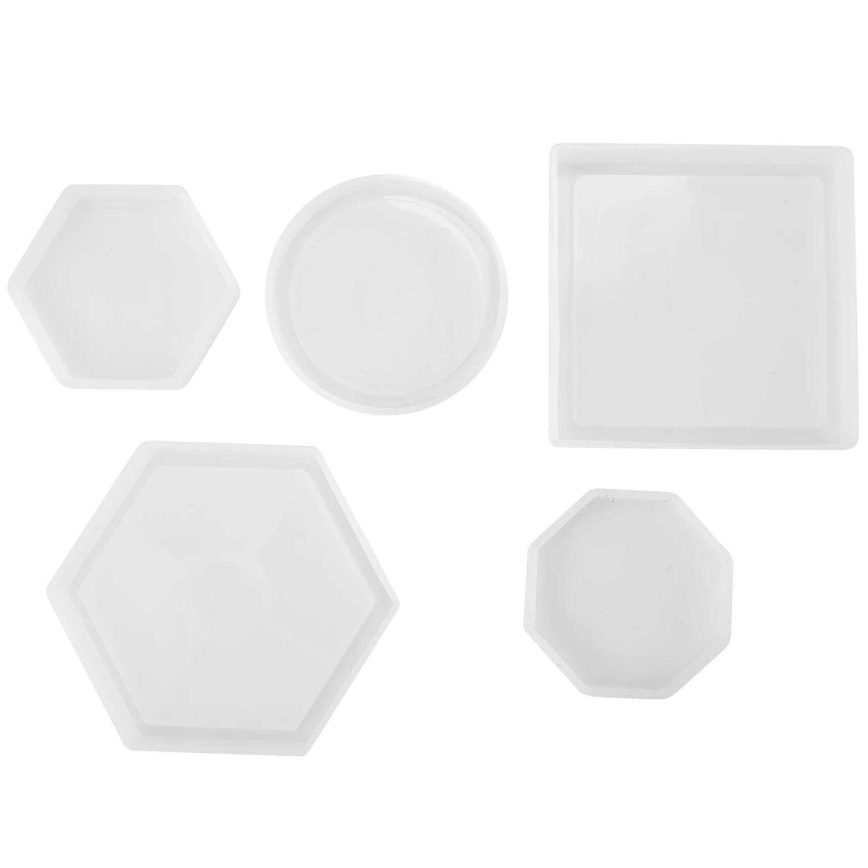 5Pcs Diy Coaster Silicone Mold Included Square Hexagon Circle Octagon Mold For Resin, Concrete, Cement, Home Decoration